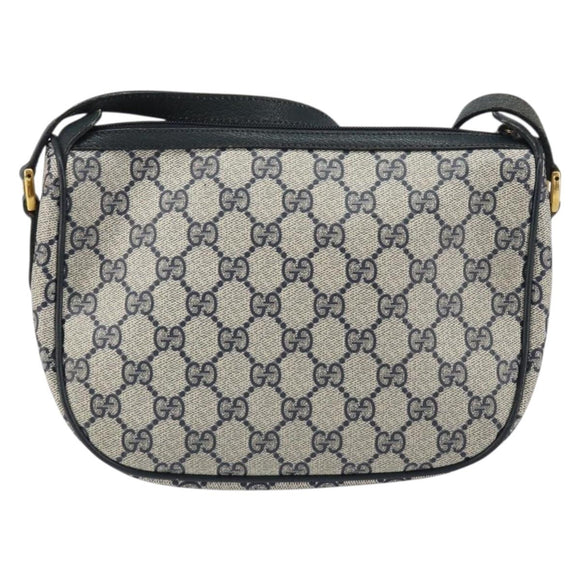 GUCCI GG Supreme Sherry Line Shoulder Bag PVC Navy Gold 89 02 032 Auth BA9017