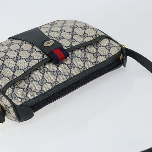 GUCCI GG Supreme Sherry Line Shoulder Bag PVC Navy Gold 89 02 032 Auth BA9017