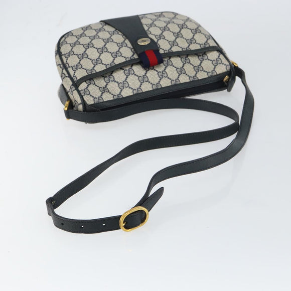 GUCCI GG Supreme Sherry Line Shoulder Bag PVC Navy Gold 89 02 032 Auth BA9017