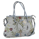 GUCCI Botanical Tote Bag Canvas 2way Blue Silver 353440 Auth BA9018-1