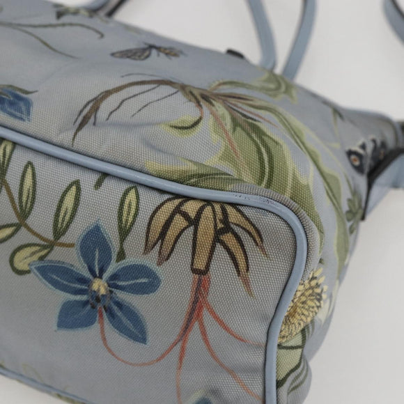GUCCI Botanical Tote Bag Canvas 2way Blue Silver 353440 Auth BA9018