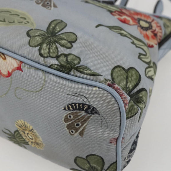 GUCCI Botanical Tote Bag Canvas 2way Blue Silver 353440 Auth BA9018