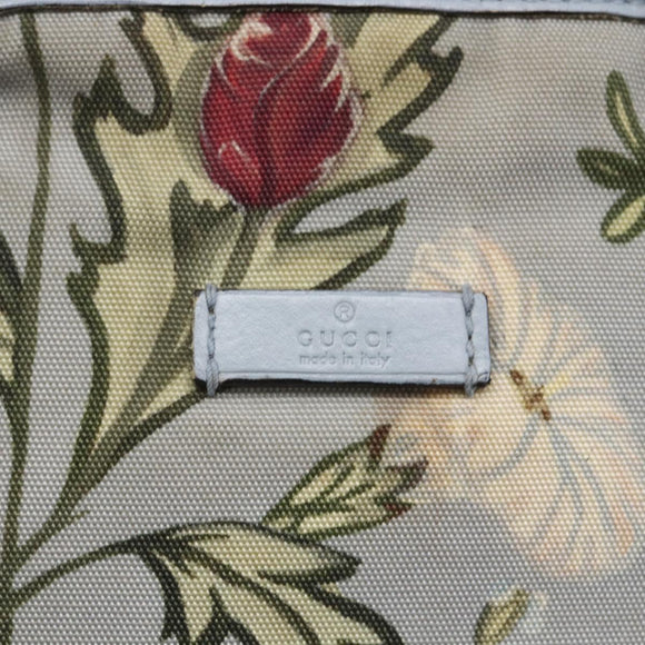 GUCCI Botanical Tote Bag Canvas 2way Blue Silver 353440 Auth BA9018