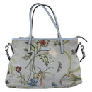 GUCCI Botanical Tote Bag Canvas 2way Blue Silver 353440 Auth BA9018-13