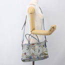 GUCCI Botanical Tote Bag Canvas 2way Blue Silver 353440 Auth BA9018-24