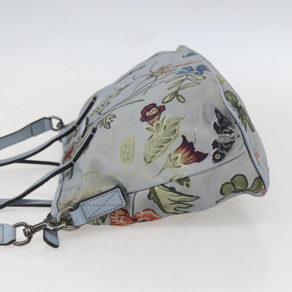 GUCCI Botanical Tote Bag Canvas 2way Blue Silver 353440 Auth BA9018