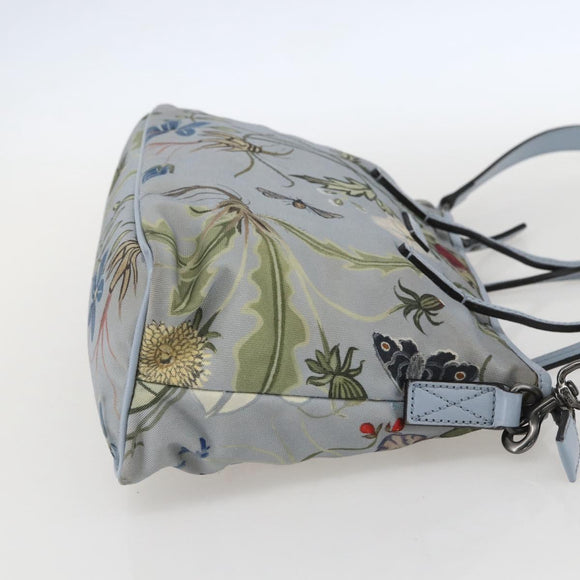 GUCCI Botanical Tote Bag Canvas 2way Blue Silver 353440 Auth BA9018