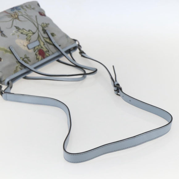 GUCCI Botanical Tote Bag Canvas 2way Blue Silver 353440 Auth BA9018