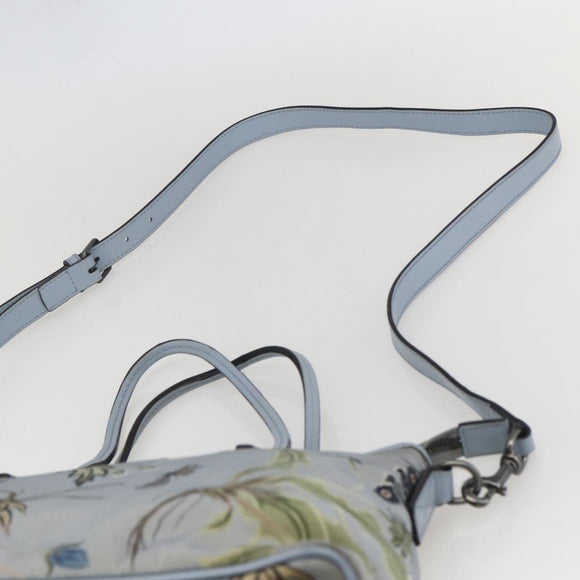 GUCCI Botanical Tote Bag Canvas 2way Blue Silver 353440 Auth BA9018