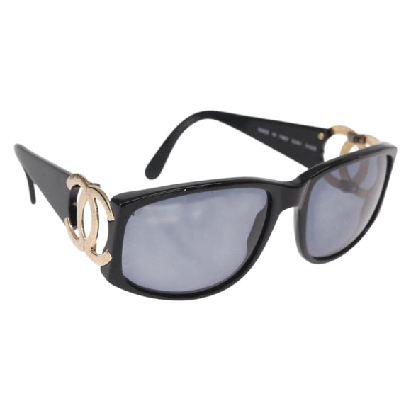 CHANEL Sunglasses plastic Black CC Auth BA9021