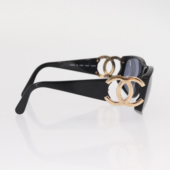CHANEL Sunglasses plastic Black CC Auth BA9021