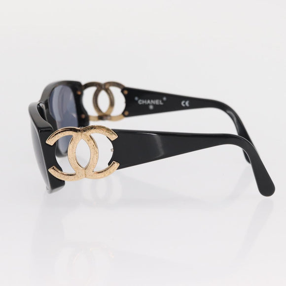 CHANEL Sunglasses plastic Black CC Auth BA9021