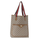 GUCCI GG Plus Supreme Web Sherry Line Tote Bag PVC Beige Gold Auth BA9029-1