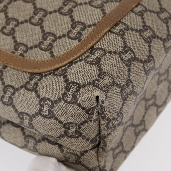 GUCCI GG Plus Supreme Web Sherry Line Tote Bag PVC Beige Gold Auth BA9029
