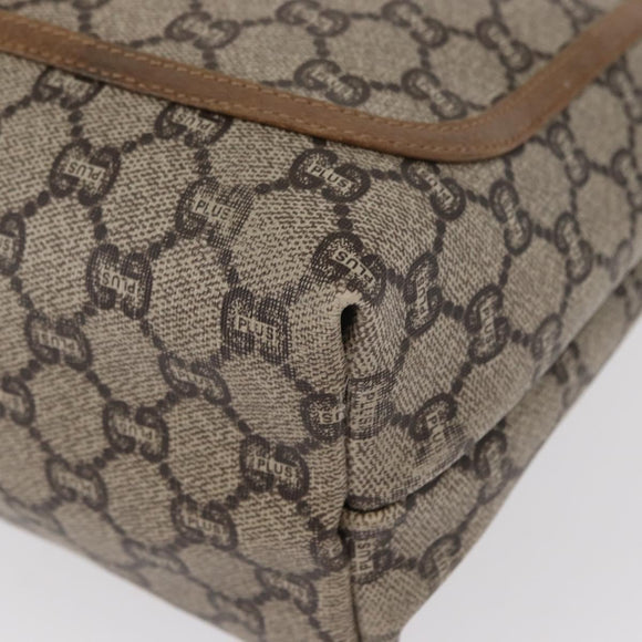 GUCCI GG Plus Supreme Web Sherry Line Tote Bag PVC Beige Gold Auth BA9029