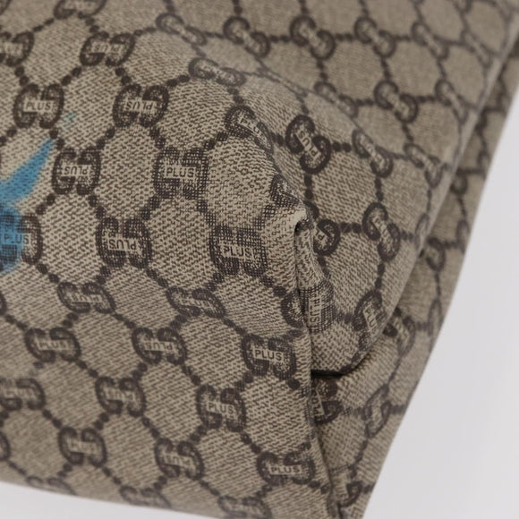 GUCCI GG Plus Supreme Web Sherry Line Tote Bag PVC Beige Gold Auth BA9029