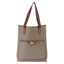 GUCCI GG Plus Supreme Web Sherry Line Tote Bag PVC Beige Gold Auth BA9029-13