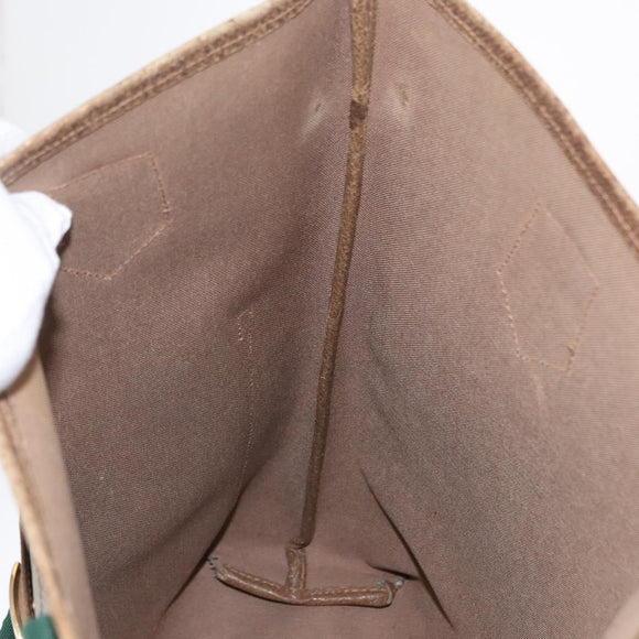 GUCCI GG Plus Supreme Web Sherry Line Tote Bag PVC Beige Gold Auth BA9029