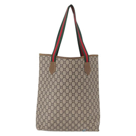 GUCCI GG Plus Supreme Web Sherry Line Tote Bag PVC Beige Gold Auth BA9029 - 0