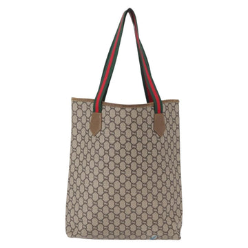 GUCCI GG Plus Supreme Web Sherry Line Tote Bag PVC Beige Gold Auth BA9029 - 0