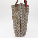GUCCI GG Plus Supreme Web Sherry Line Tote Bag PVC Beige Gold Auth BA9029-3