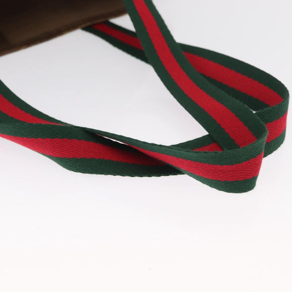 GUCCI GG Plus Supreme Web Sherry Line Tote Bag PVC Beige Gold Auth BA9029