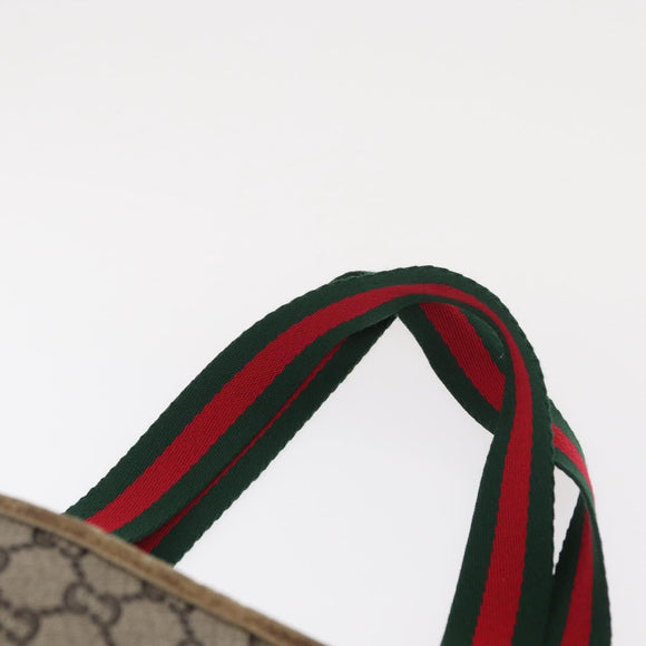 GUCCI GG Plus Supreme Web Sherry Line Tote Bag PVC Beige Gold Auth BA9029