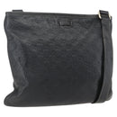 GUCCI GG Canvas Guccissima Shoulder Bag Leather Black Gold 201446 Auth BA9030-1
