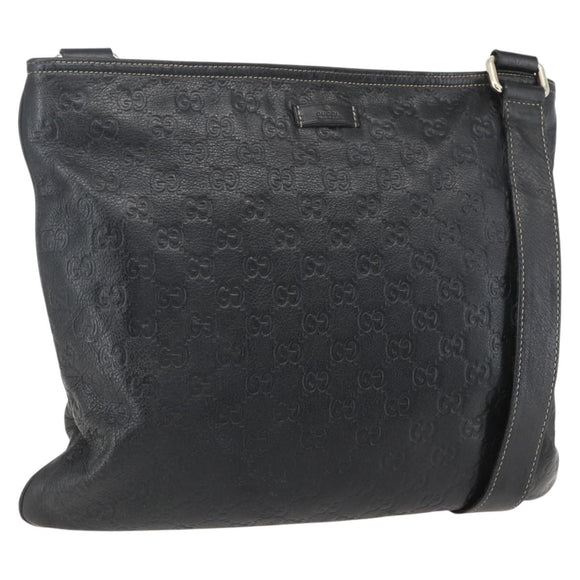 GUCCI GG Canvas Guccissima Shoulder Bag Leather Black Gold 201446 Auth BA9030