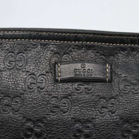 GUCCI GG Canvas Guccissima Shoulder Bag Leather Black Gold 201446 Auth BA9030