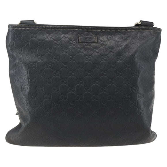 GUCCI GG Canvas Guccissima Shoulder Bag Leather Black Gold 201446 Auth BA9030