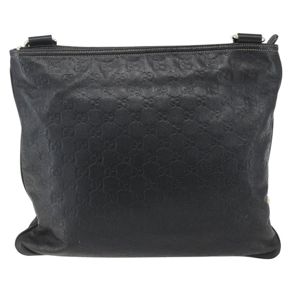 GUCCI GG Canvas Guccissima Shoulder Bag Leather Black Gold 201446 Auth BA9030