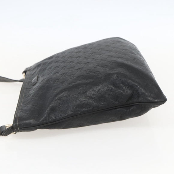 GUCCI GG Canvas Guccissima Shoulder Bag Leather Black Gold 201446 Auth BA9030