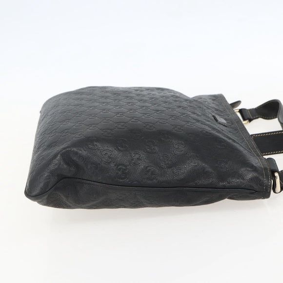 GUCCI GG Canvas Guccissima Shoulder Bag Leather Black Gold 201446 Auth BA9030