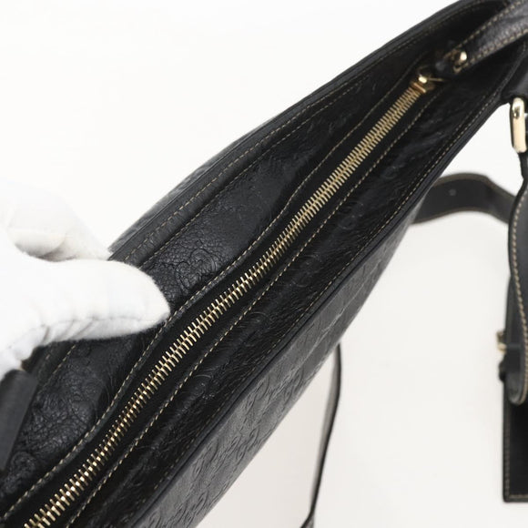 GUCCI GG Canvas Guccissima Shoulder Bag Leather Black Gold 201446 Auth BA9030