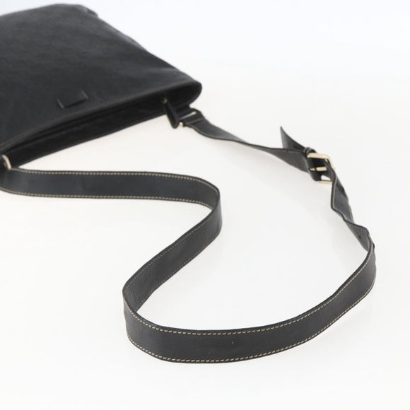 GUCCI GG Canvas Guccissima Shoulder Bag Leather Black Gold 201446 Auth BA9030