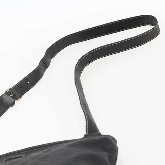 GUCCI GG Canvas Guccissima Shoulder Bag Leather Black Gold 201446 Auth BA9030