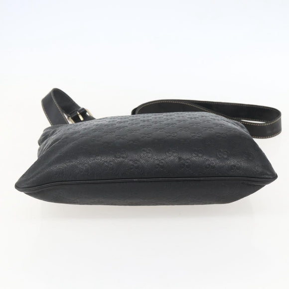 GUCCI GG Canvas Guccissima Shoulder Bag Leather Black Gold 201446 Auth BA9030