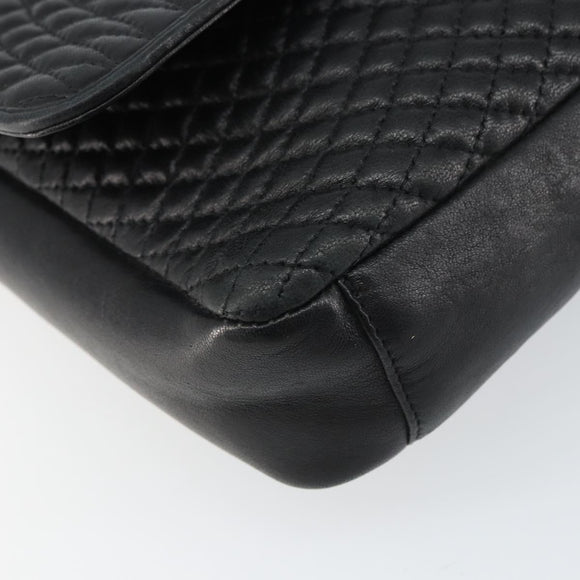 BALLY Shoulder Bag Leather Black Gold Auth BA9032