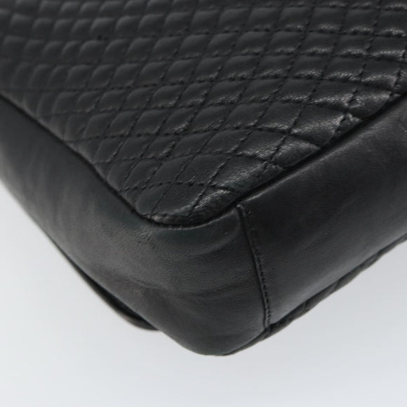 BALLY Shoulder Bag Leather Black Gold Auth BA9032