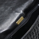 BALLY Shoulder Bag Leather Black Gold Auth BA9032-18