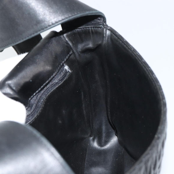 BALLY Shoulder Bag Leather Black Gold Auth BA9032