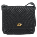 BALLY Shoulder Bag Leather Black Gold Auth BA9032-13