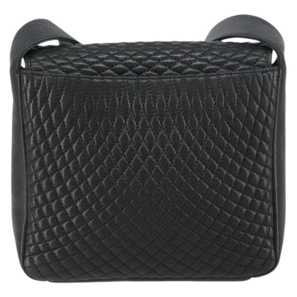 BALLY Shoulder Bag Leather Black Gold Auth BA9032