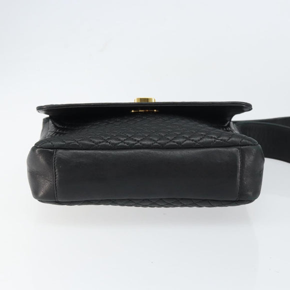 BALLY Shoulder Bag Leather Black Gold Auth BA9032