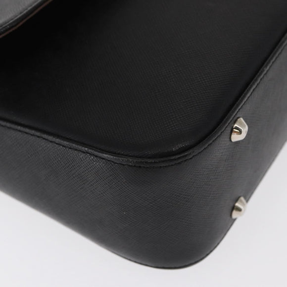 BURBERRY Shoulder Bag Leather Black Gold Auth BA9035