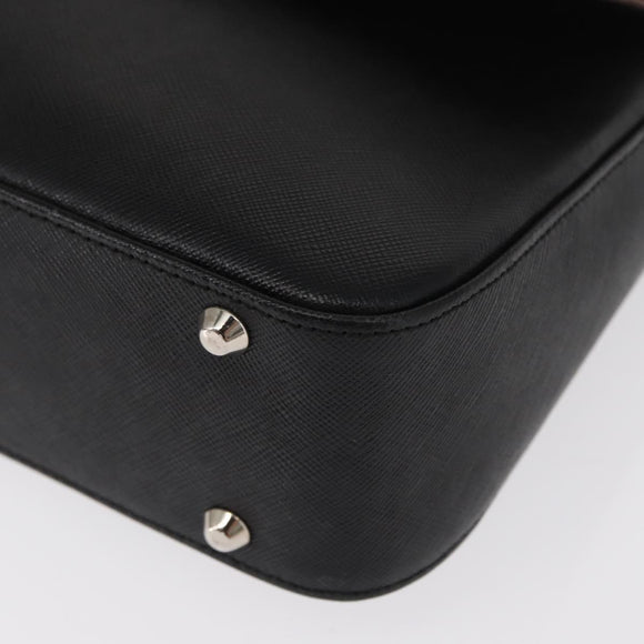 BURBERRY Shoulder Bag Leather Black Gold Auth BA9035