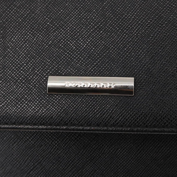 BURBERRY Shoulder Bag Leather Black Gold Auth BA9035