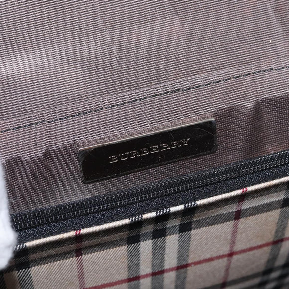 BURBERRY Shoulder Bag Leather Black Gold Auth BA9035