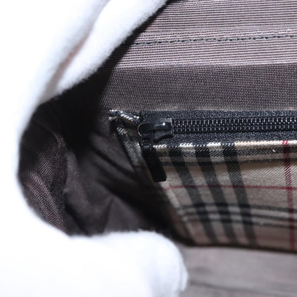 BURBERRY Shoulder Bag Leather Black Gold Auth BA9035